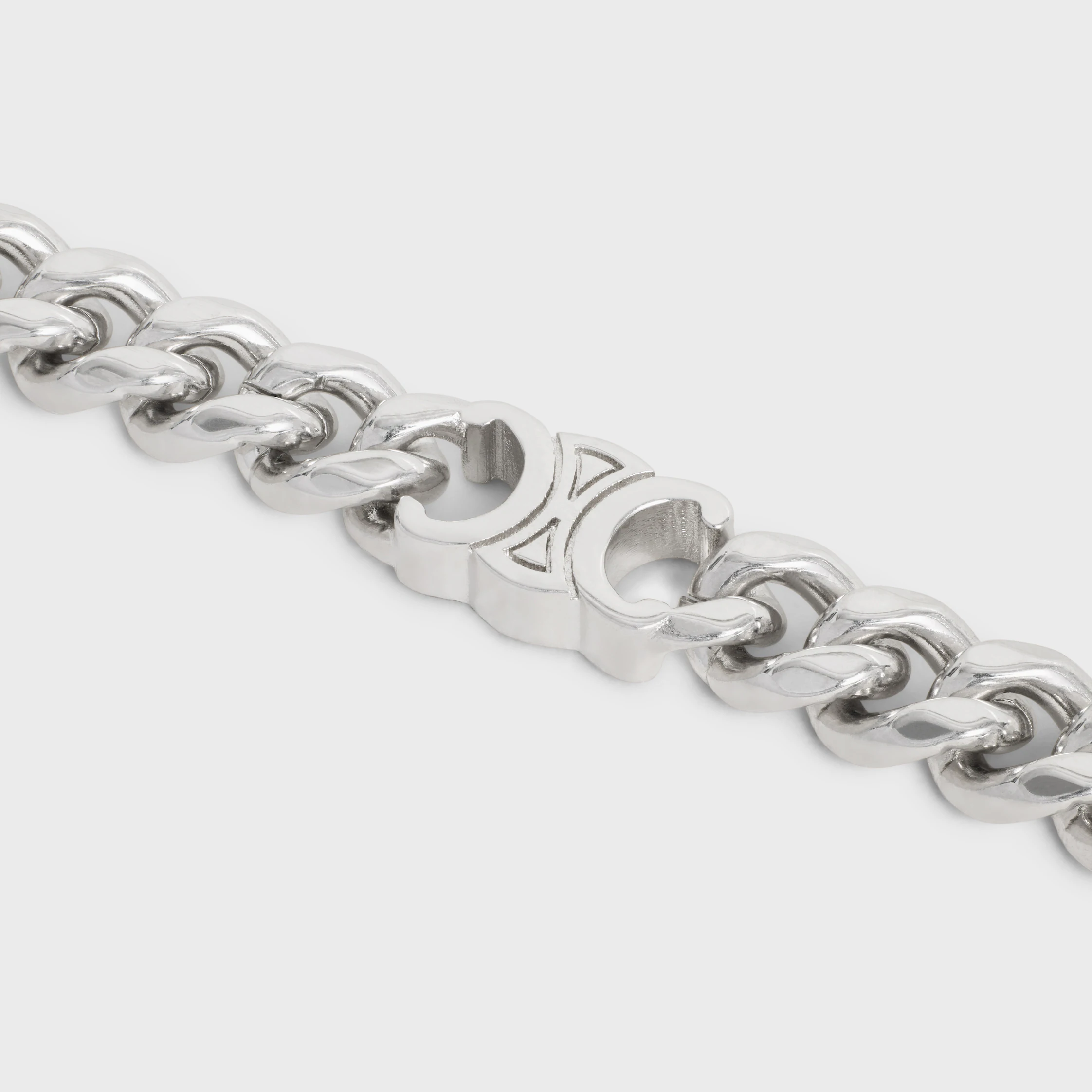Triomphe Small Gourmette Bracelet in Brass with Rhodium Finish