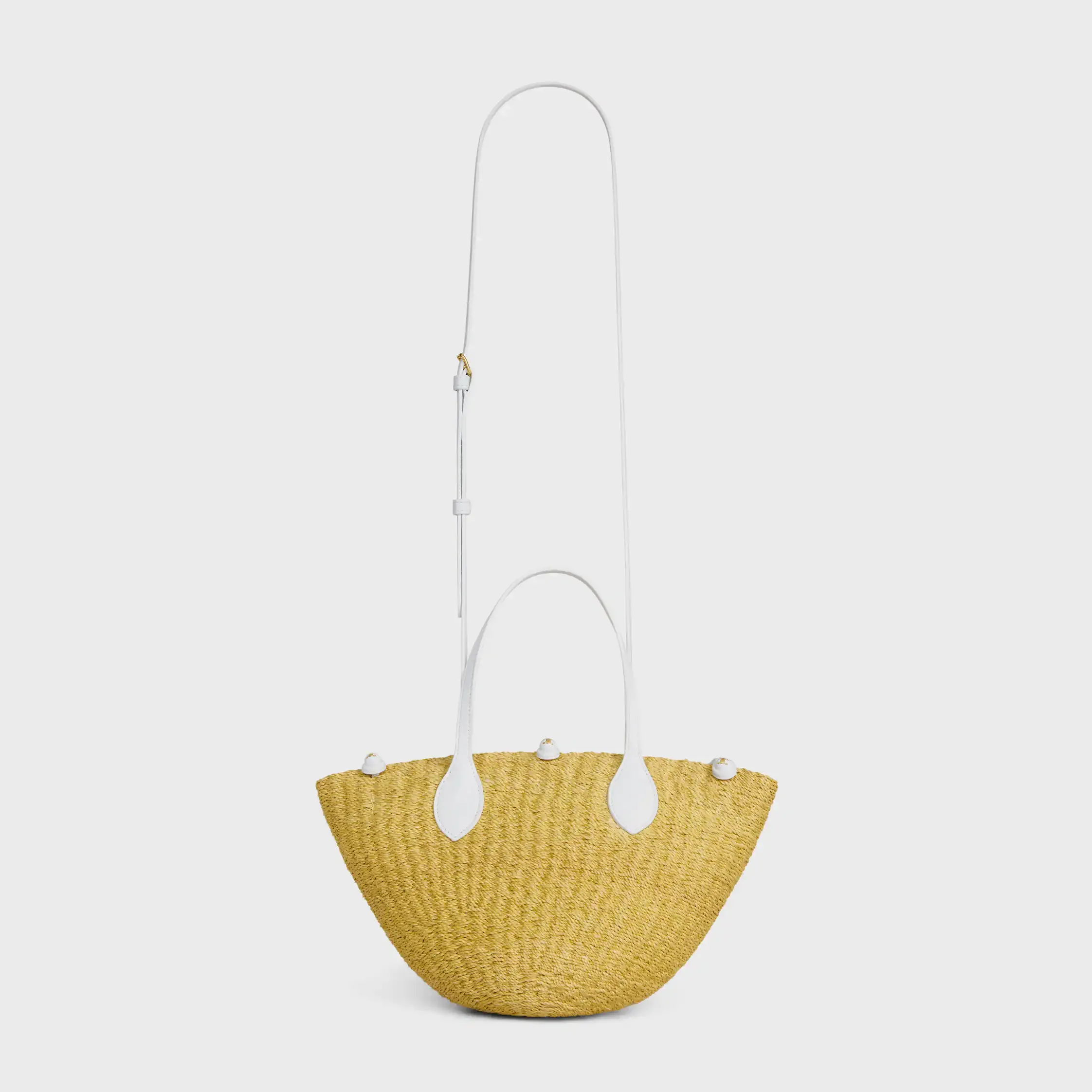 SMALL TRIOMPHE BEADS BASKET IN SISAL AND CALFSKIN