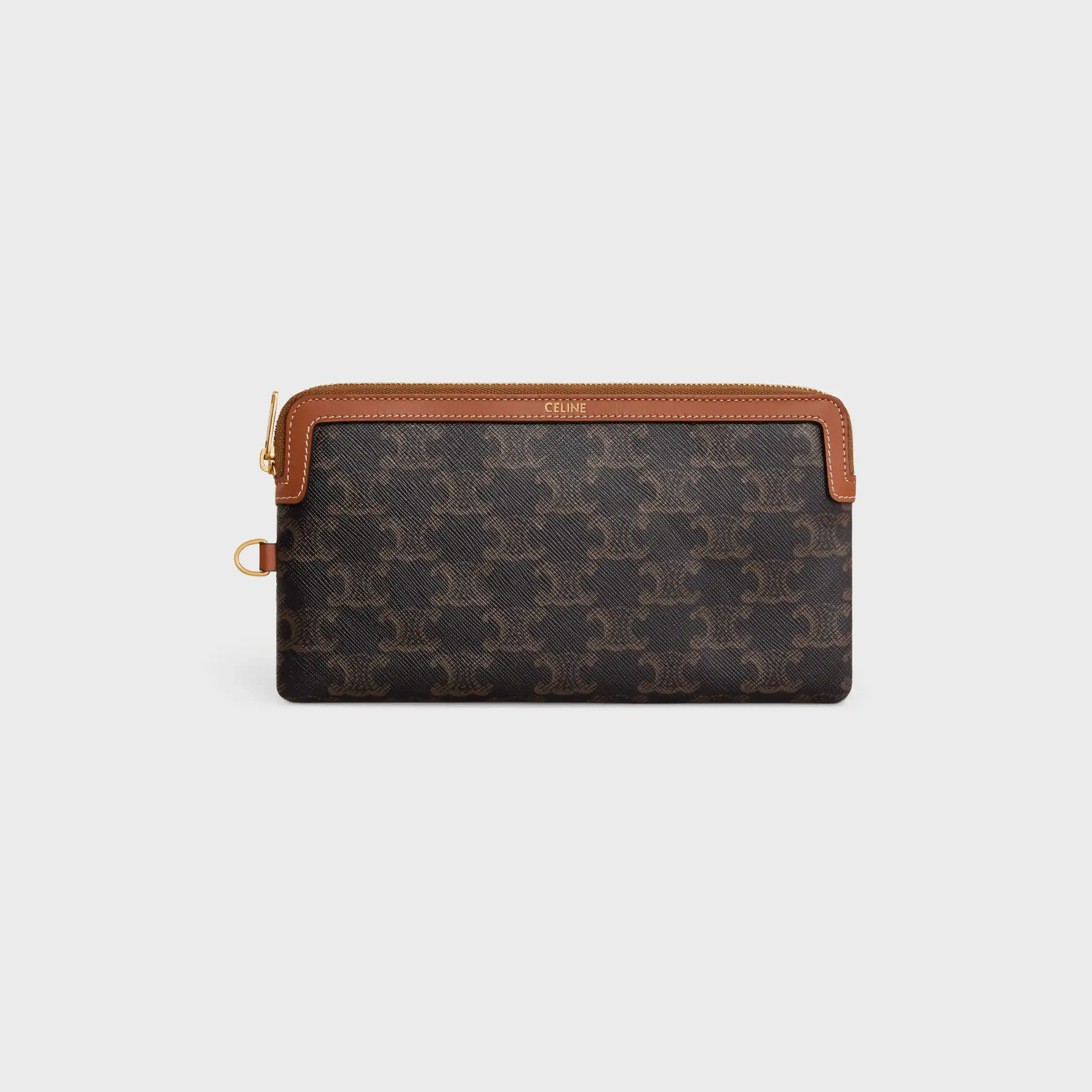 LONG POUCH WITH STRAP IN triomphe canvas and calfskin