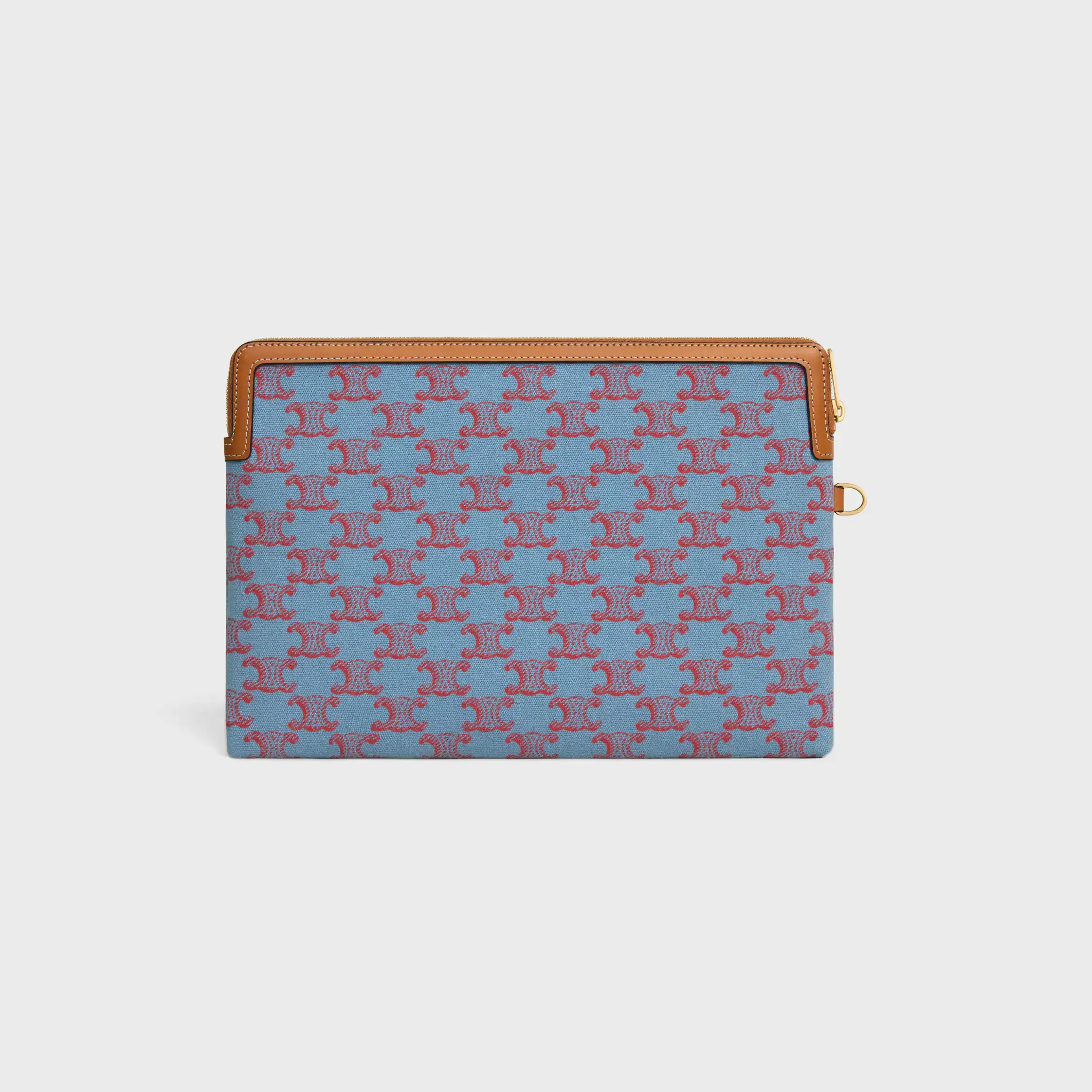 SMALL POUCH WITH STRAP CUIR TRIOMPHE IN TEXTILE WITH TRIOMPHE ALL OVER