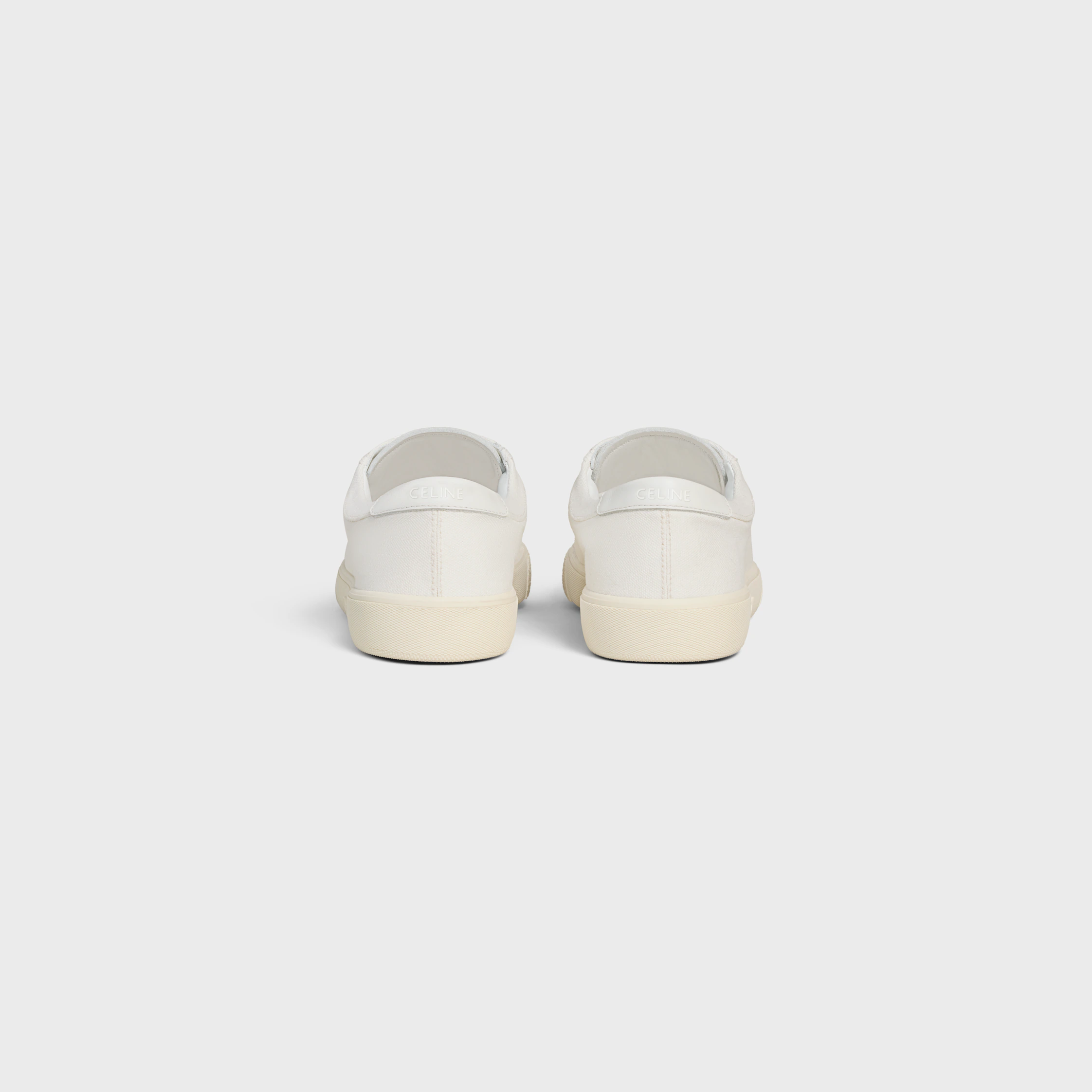 CELINE LOU LOW LACE-UP SNEAKER WITH TRIOMPHE IN CANVAS AND CALFSKIN
