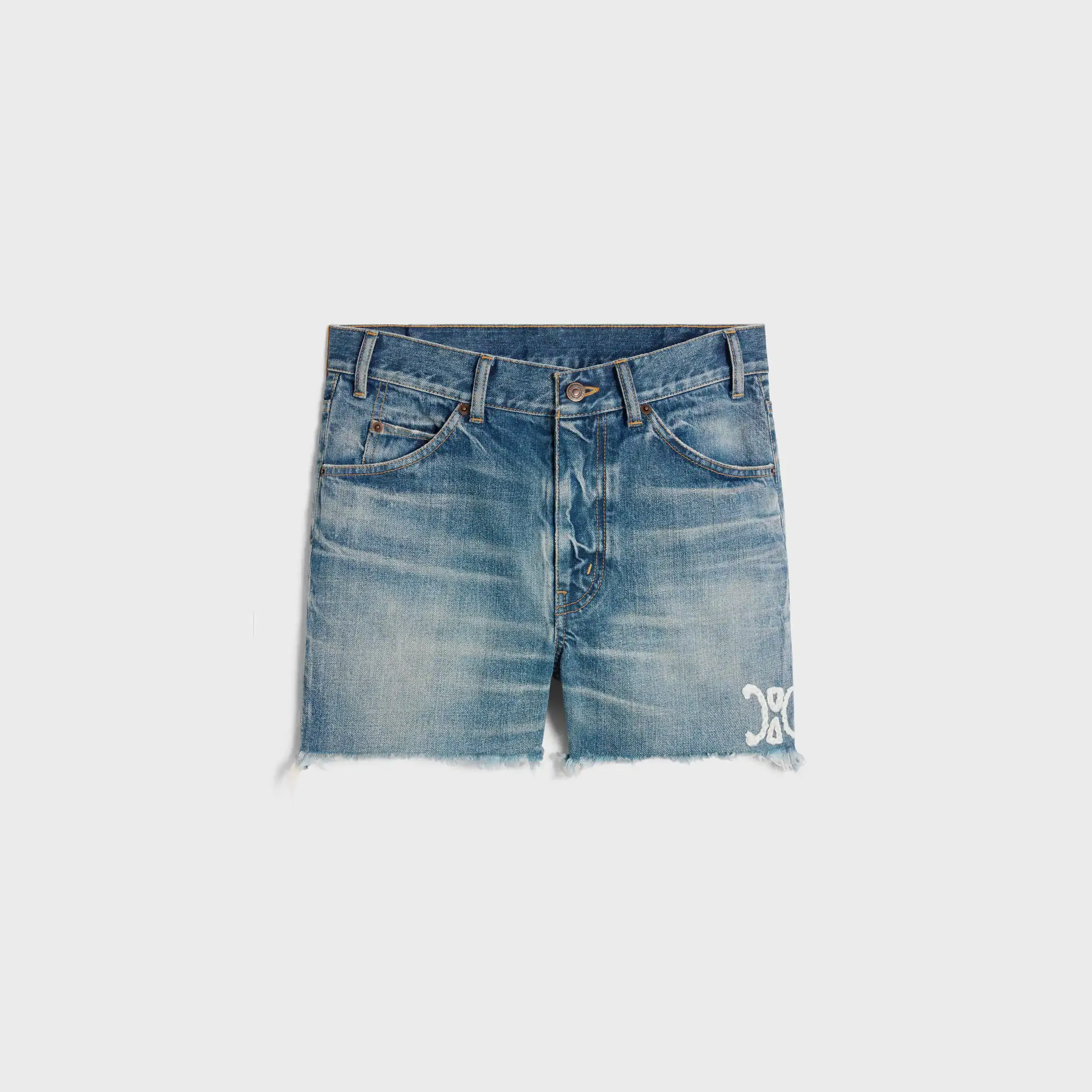 skate shorts in electric sky wash denim