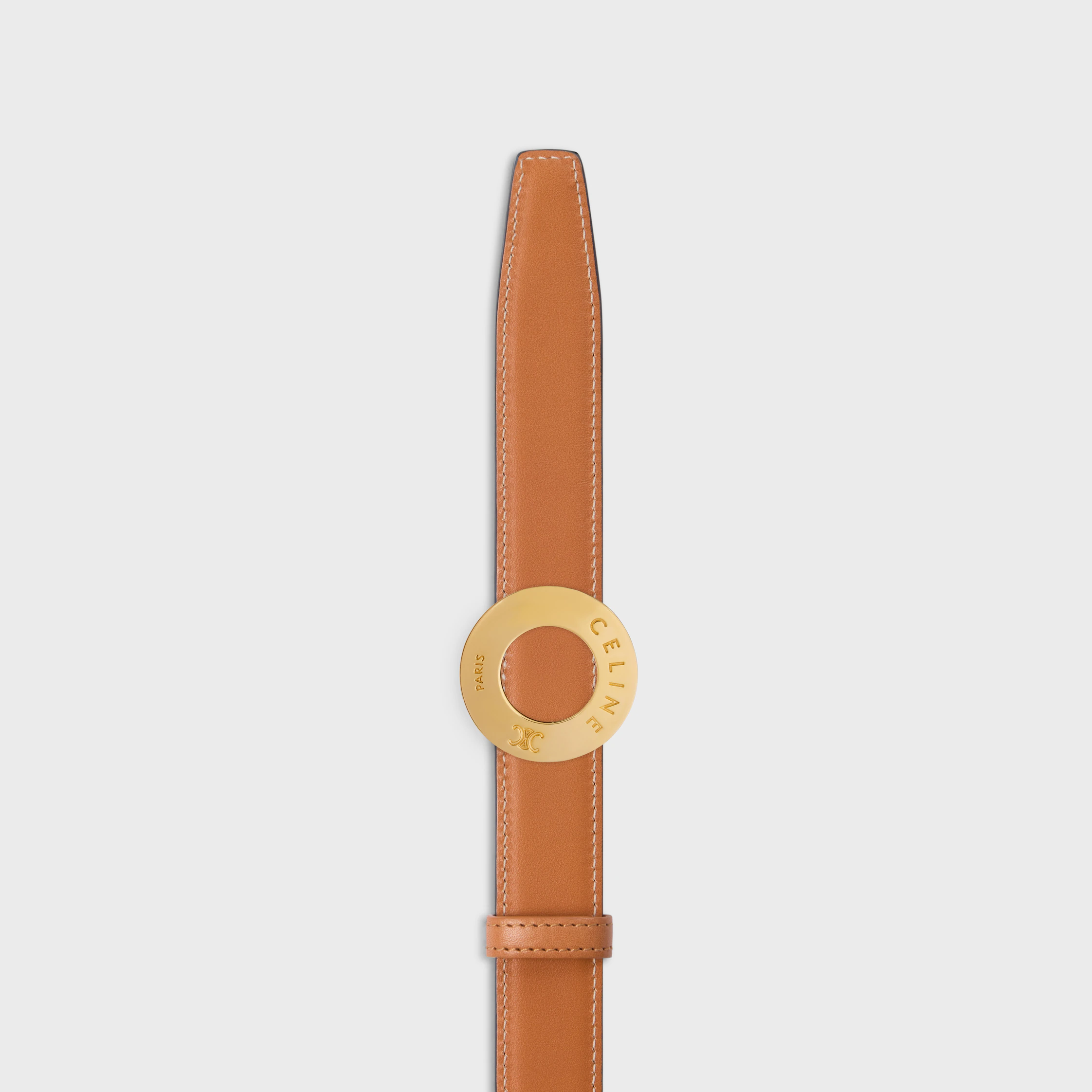 CELINE DISC BUCKLE 25MM IN METAL & Reversible Strap 25MM IN TAURILLON AND NATURAL CALFSKIN