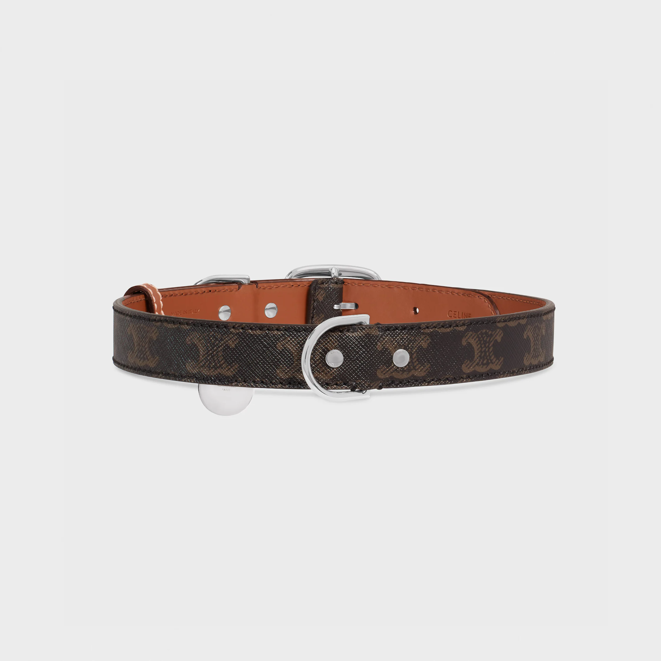 Wide Large Dog Collar in Triomphe Canvas and Calfskin