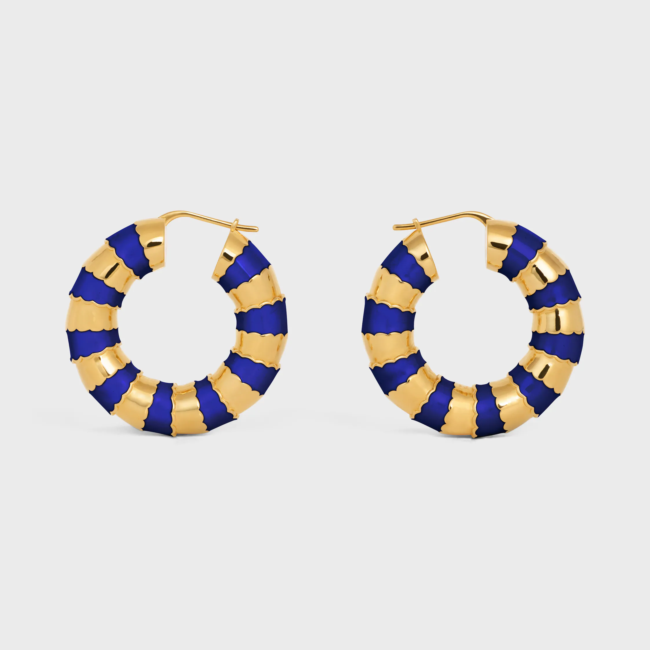 Frosted Hoops in Enamel and Brass with Gold Finish