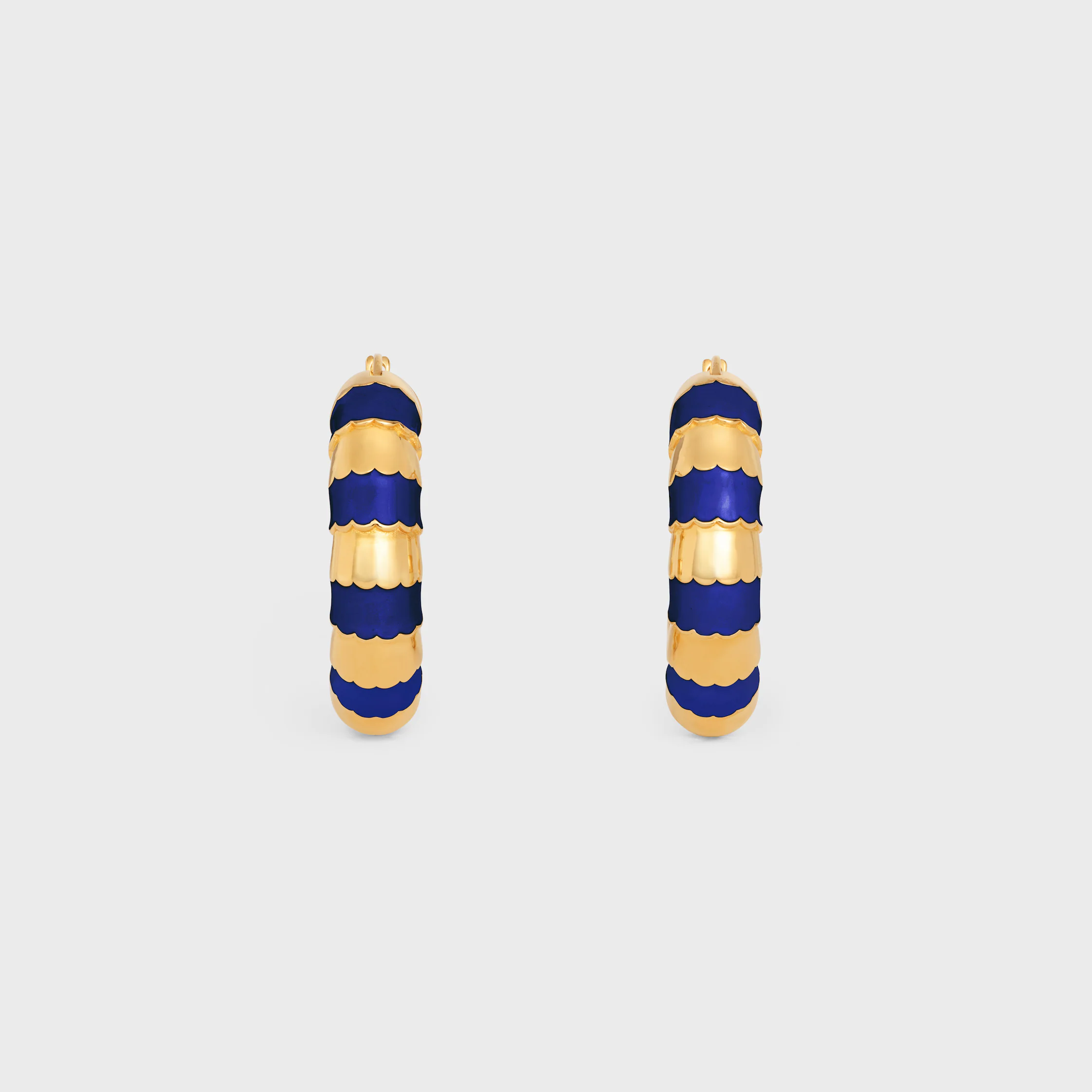 Frosted Hoops in Enamel and Brass with Gold Finish