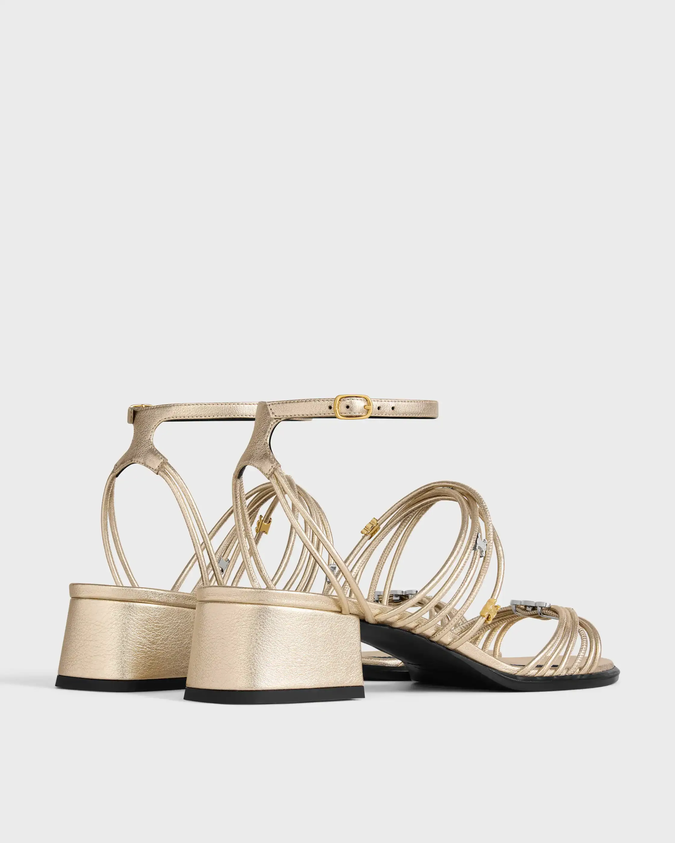 CLÉMENCE HEELED SANDAL IN LAMINATED LAMBSKIN