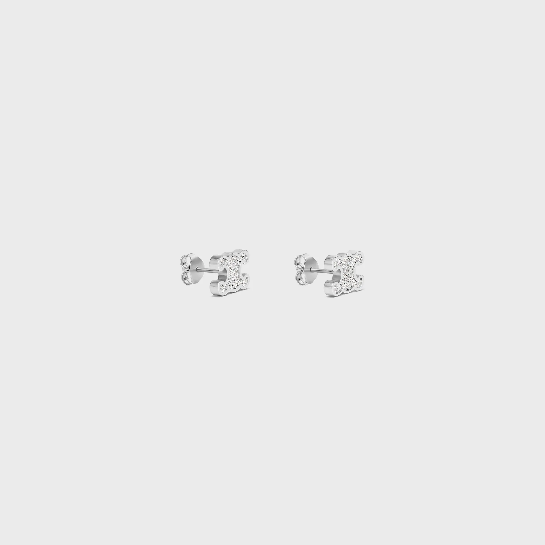 Triomphe Rhinestone Studs in Strass and Brass with Rhodium Finish