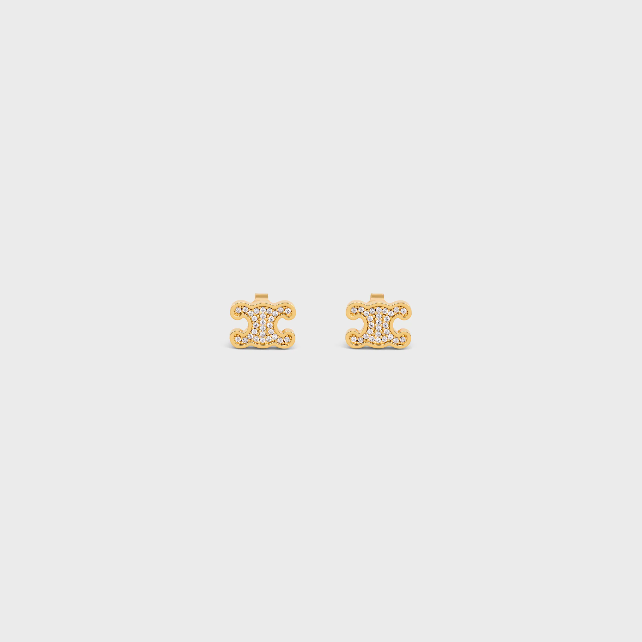Triomphe Rhinestone Studs in Strass and Brass with Gold Finish