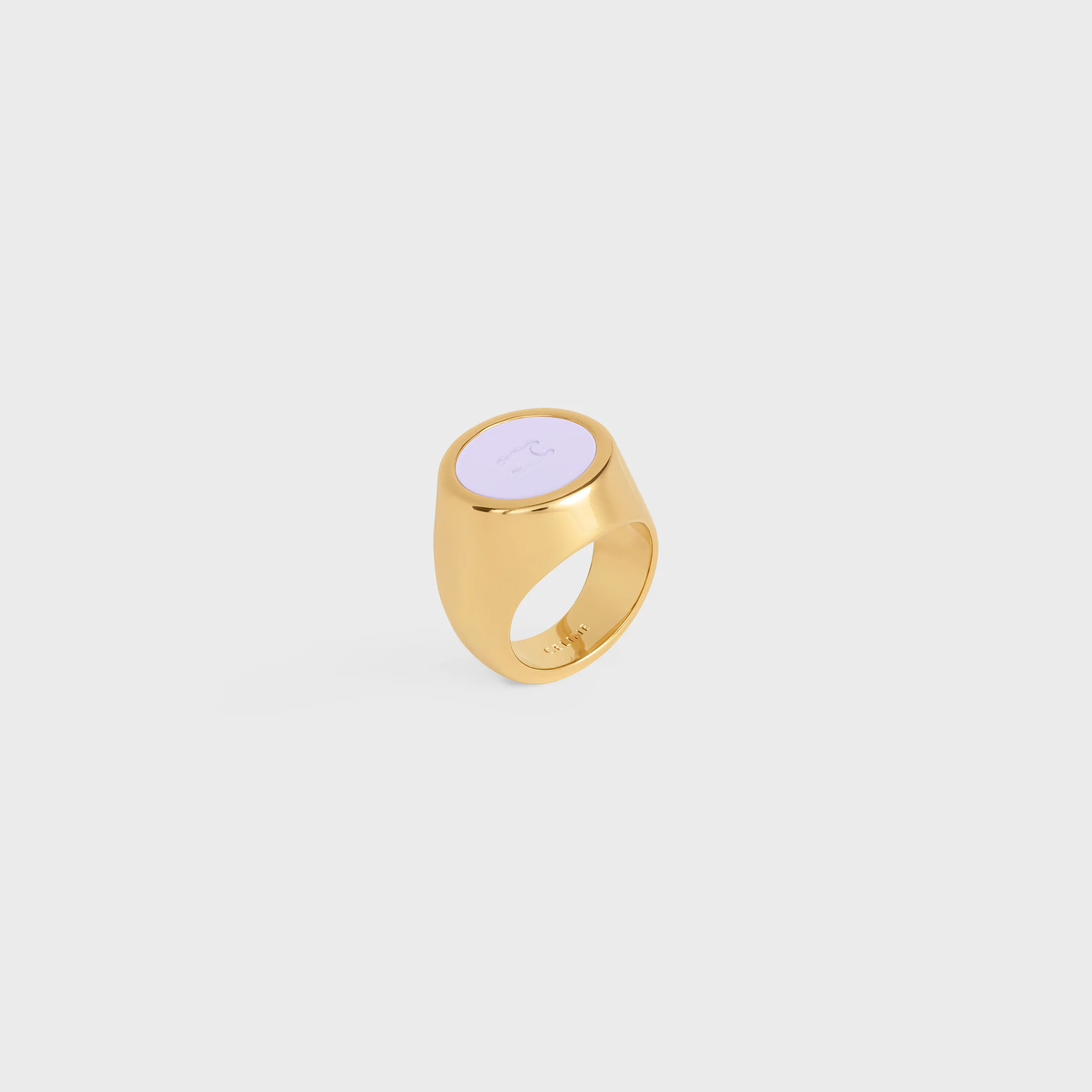 Triomphe Signet Ring in Varnish and Brass with Gold Finish