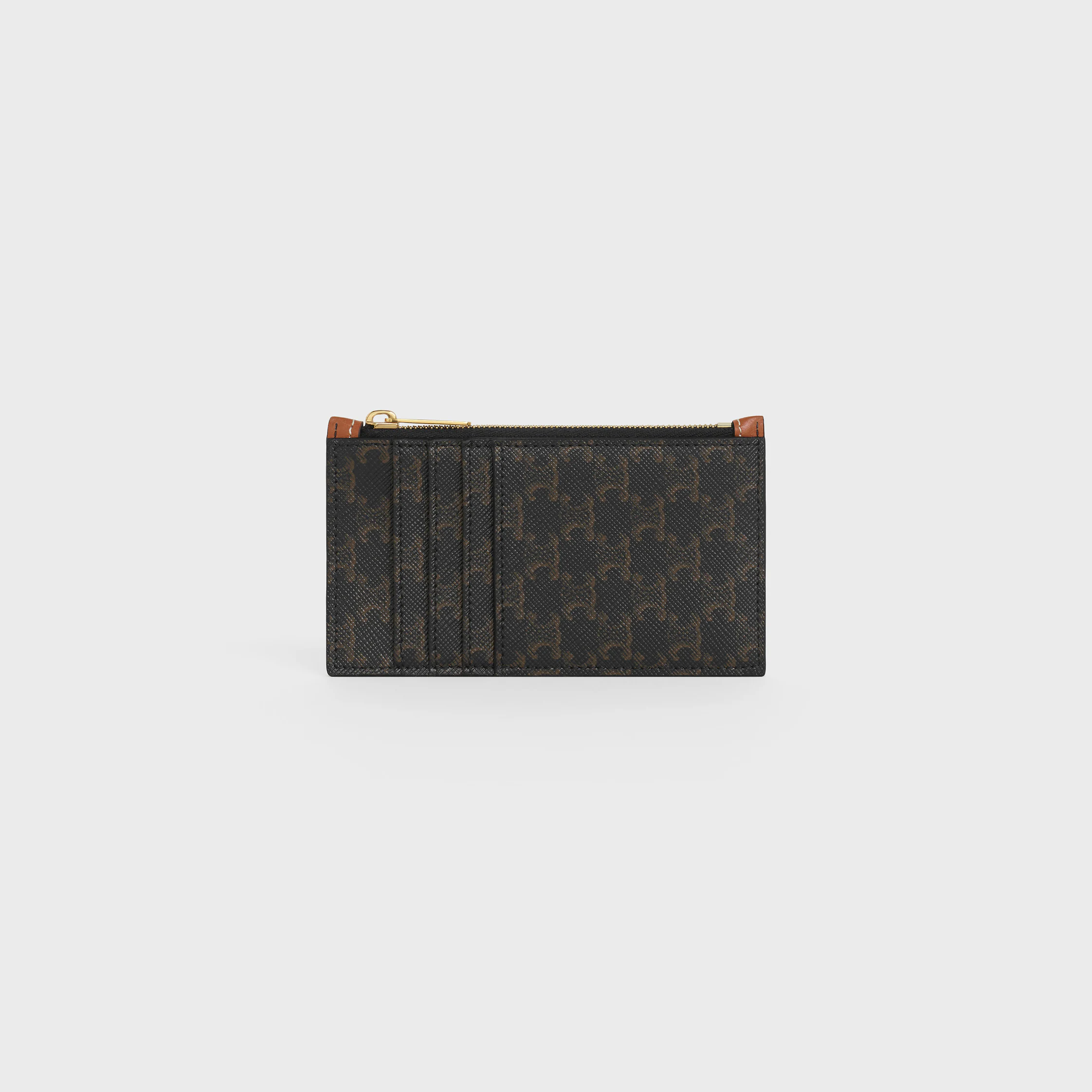 Zipped compact card holder IN Triomphe Canvas and Lambskin