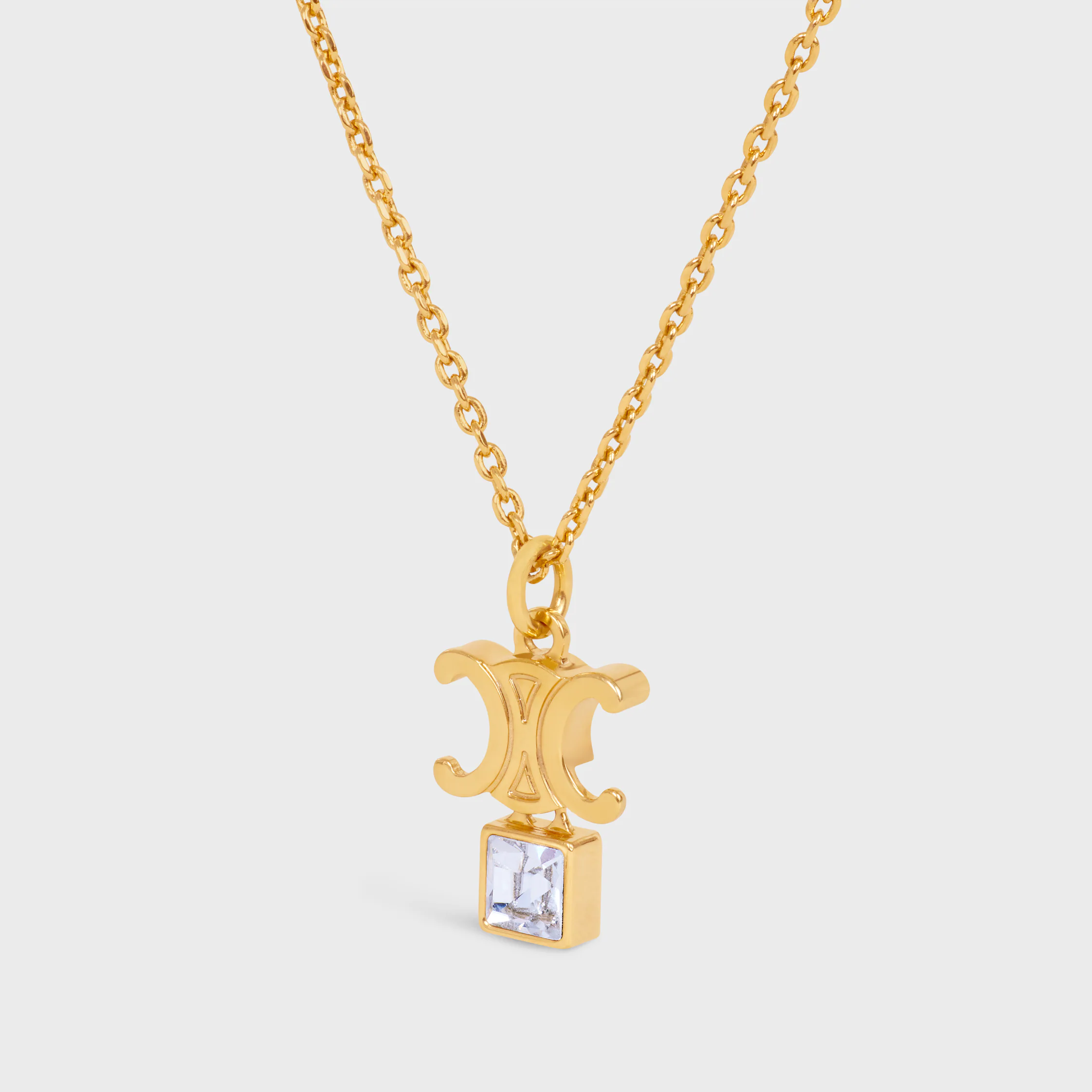 Triomphe Twinkle Necklace in Strass and Brass with Gold Finish