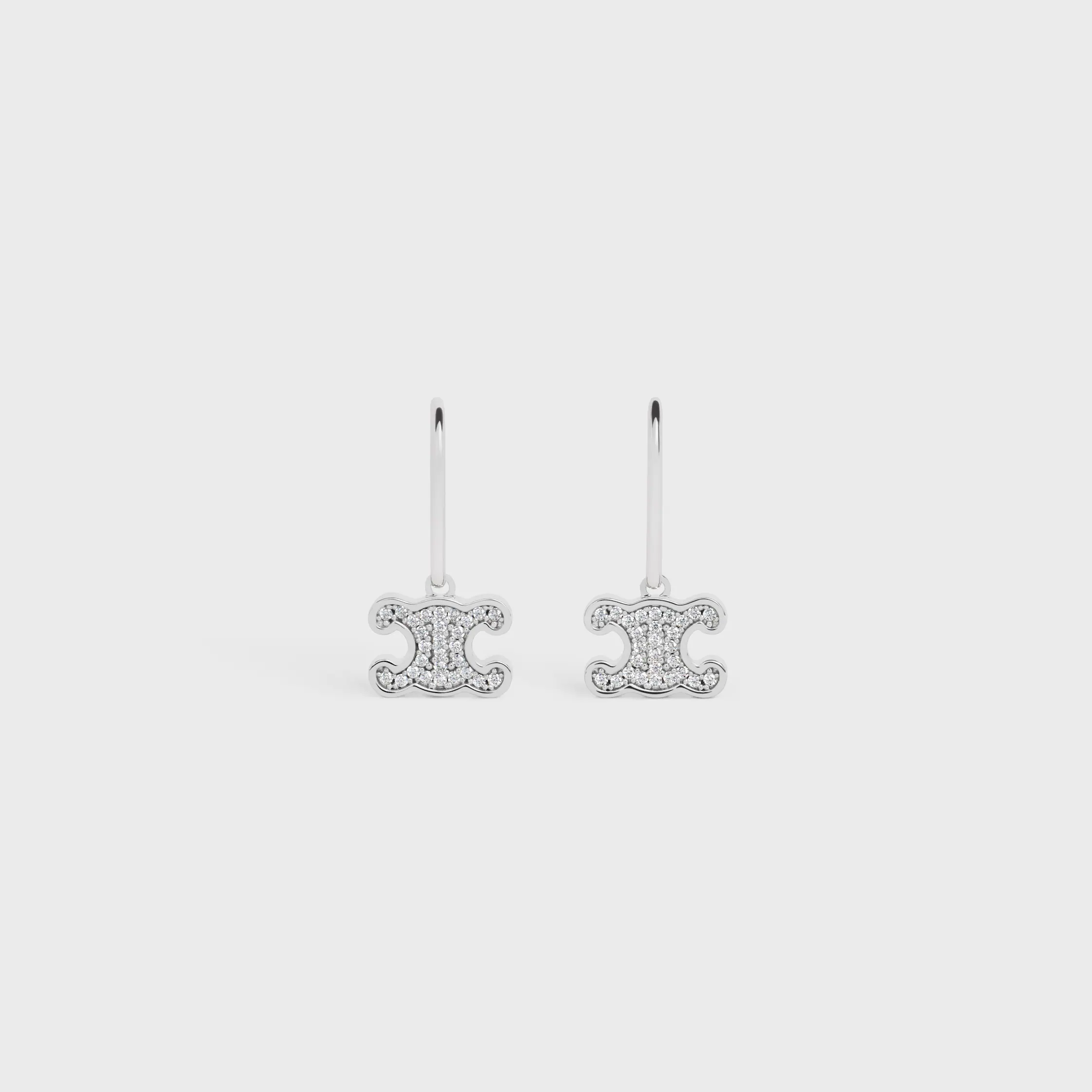 Triomphe Rhinestone Earrings in Brass with Rhodium Finish and Crystals