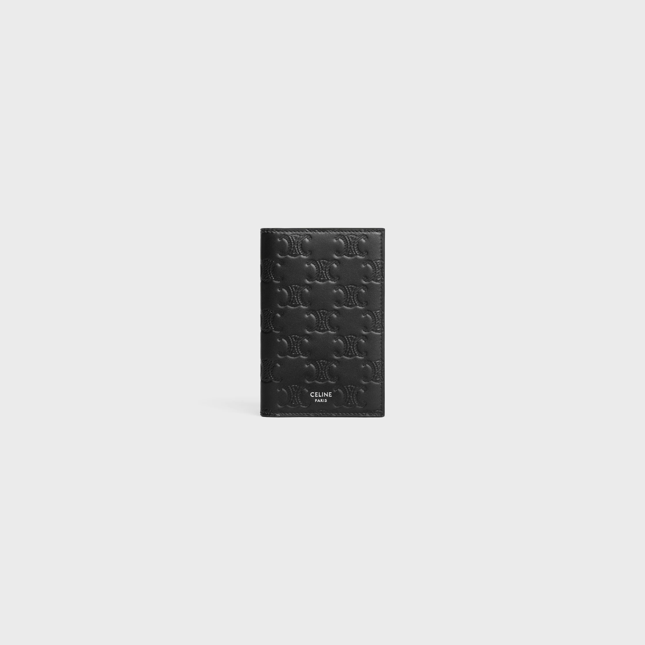 VERTICAL CARD HOLDER IN CALFSKIN WITH TRIOMPHE EMBOSSED