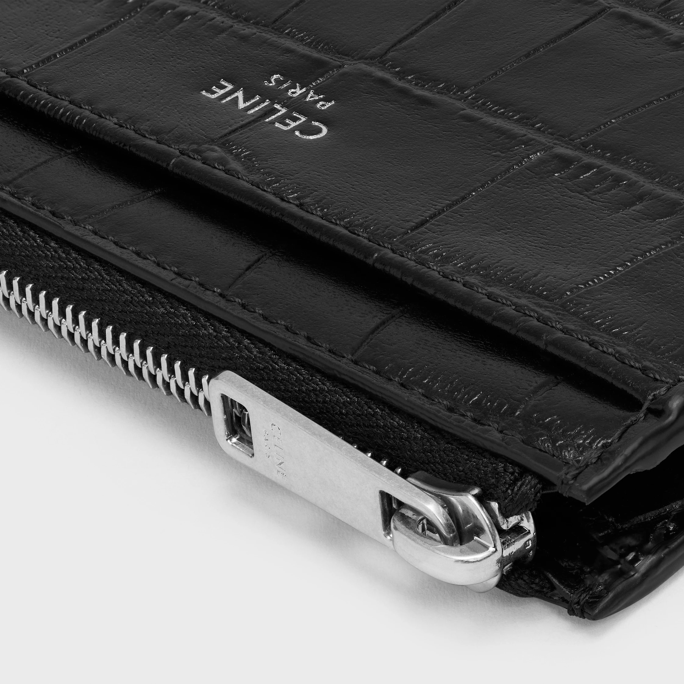 Zipped Card Holder IN Crocodile Embossed Calfskin
