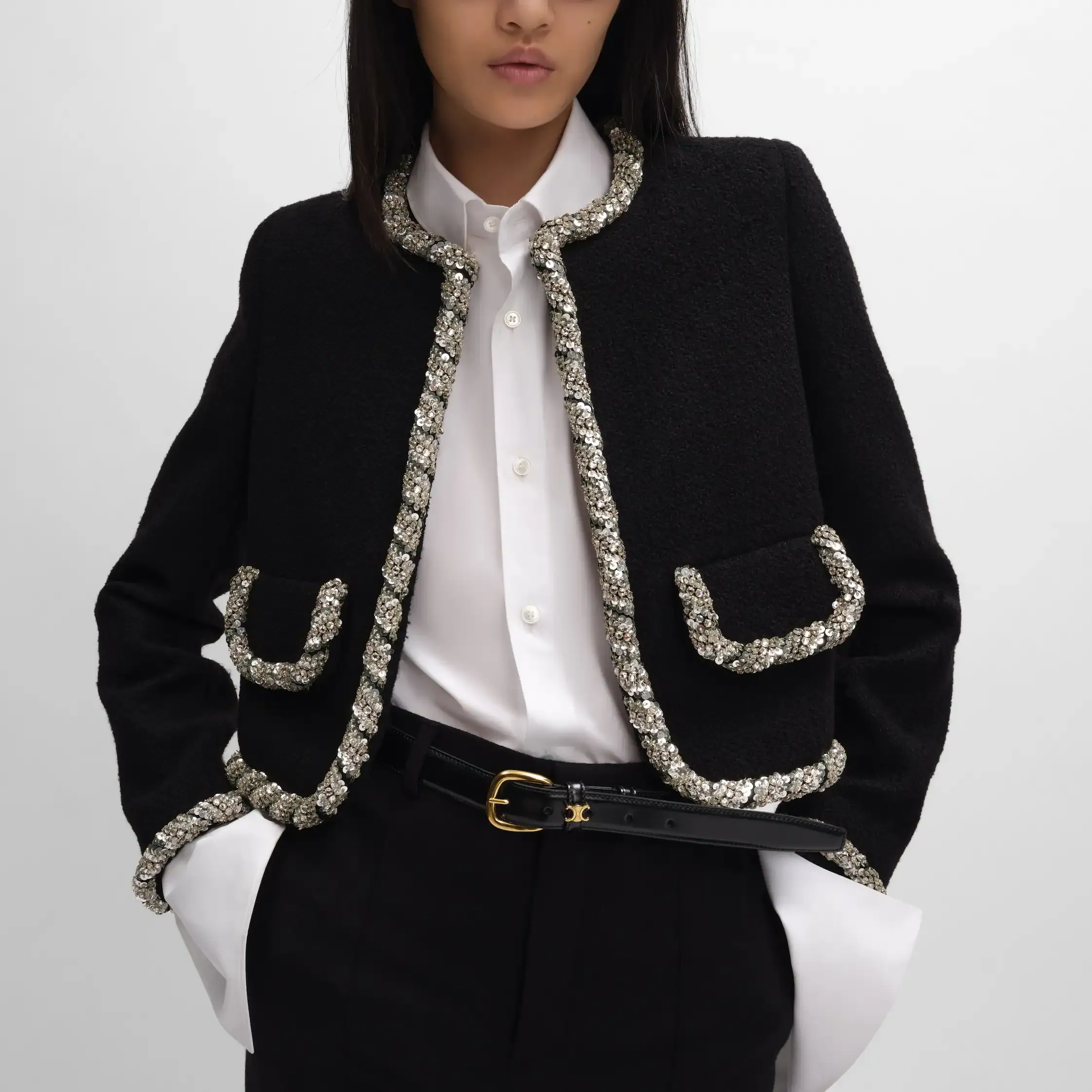 embroidered icone jacket IN wool natté